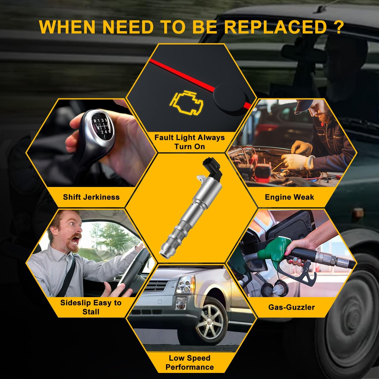 917-219 Engine Variable Valve Timing Solenoid Fit for Chevrolet Traverse Impala Malibu Equinox,for Buick LaCrosse GMC,for Cadillac CTS for Pontiac G6,4Pcs VVT solenoid Replace 12636175 12586722