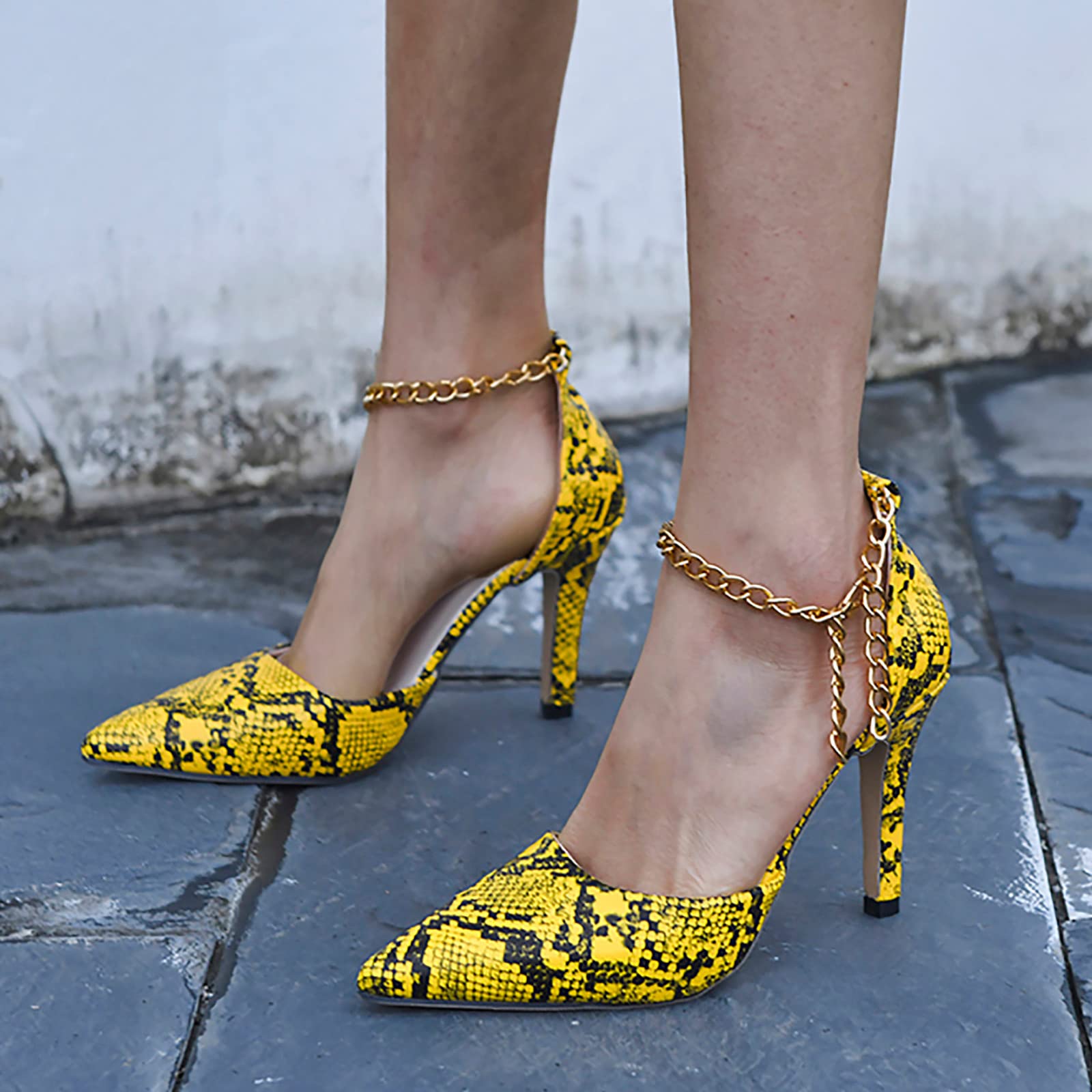 Sandali da donna per le donne Scarpe Fibbia Singolo Tacchi Alti Tacco Affari Scarpe Spesse Scarpe da donna Tacchi alti Zeppa Sandali, Giallo, 40 EU
