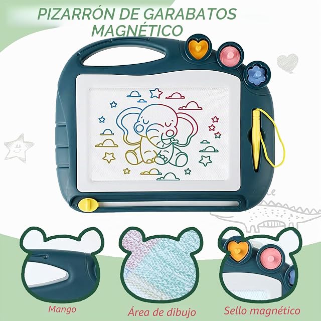 Foto 3 de 7 de Atliberswo Pizarra Magnetica Infantil, Pizarra Magica Infantil,Con 3 Sellos, Juguete Pizarra Para Niños