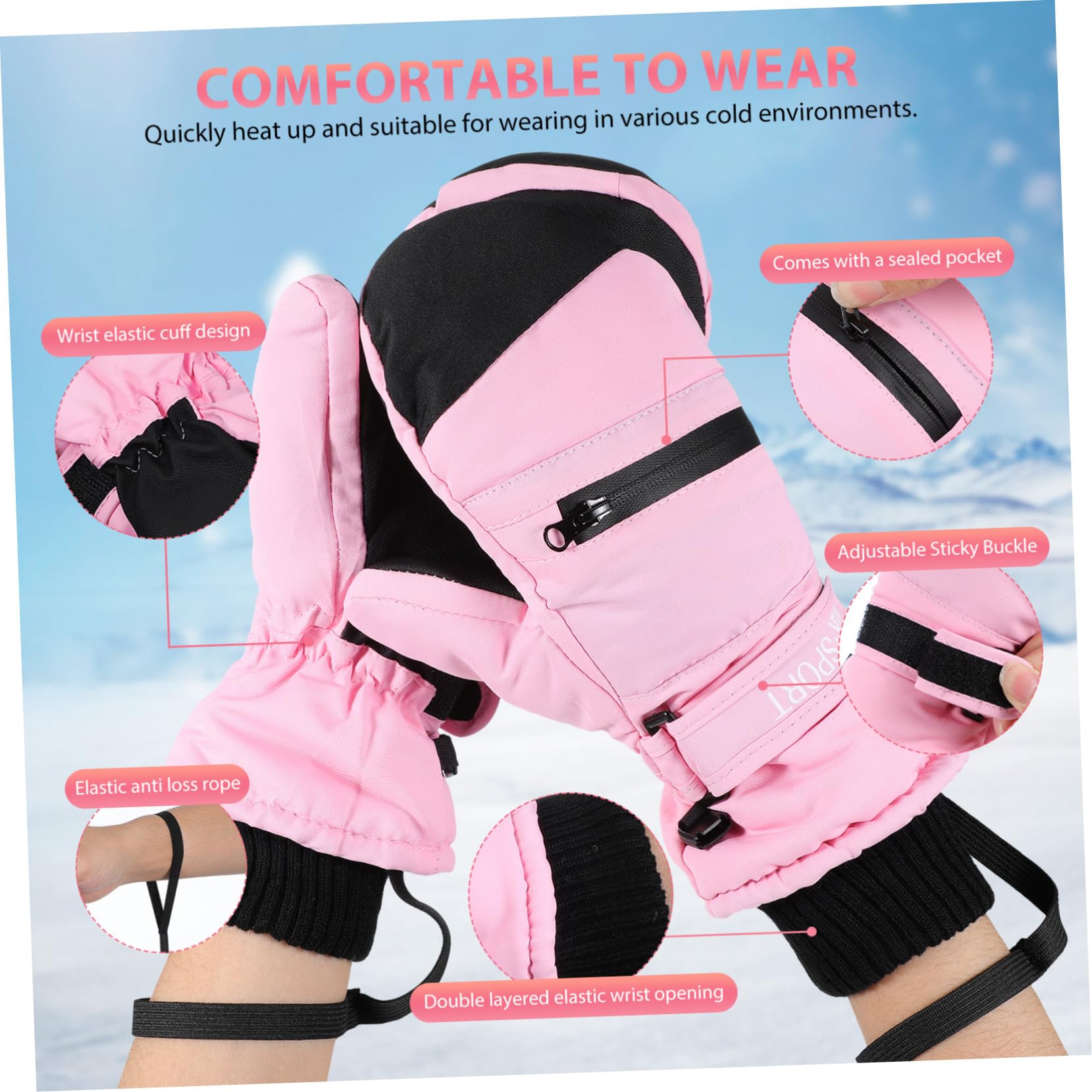 Mipcase Guantes Térmicos para Mujer Impermeables y Cálidos Mitones Táctiles Resistentes al Agua para Invierno Senderismo Paseos con Perros y Actividades Talla S Rosa