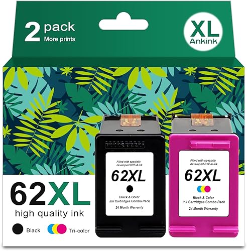 Miniatura 1 de 62XL - Cartuchos de tinta de repuesto para HP Ink 62 62XL HP62, color negro, paquete combinado para 5540 5542 5545 5640 5642 5660 5664 5665 7640