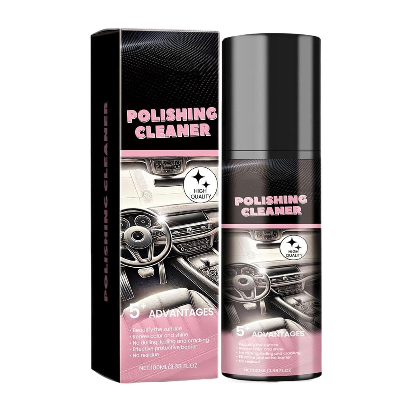 Car Interior Cleaner, 100ml Car Detailer Interior Cleaner, Polishing Cleaner and Protectant, Multifunctional Auto Cleaning Spray, Long-Lasting Detailing Spray for Automobile