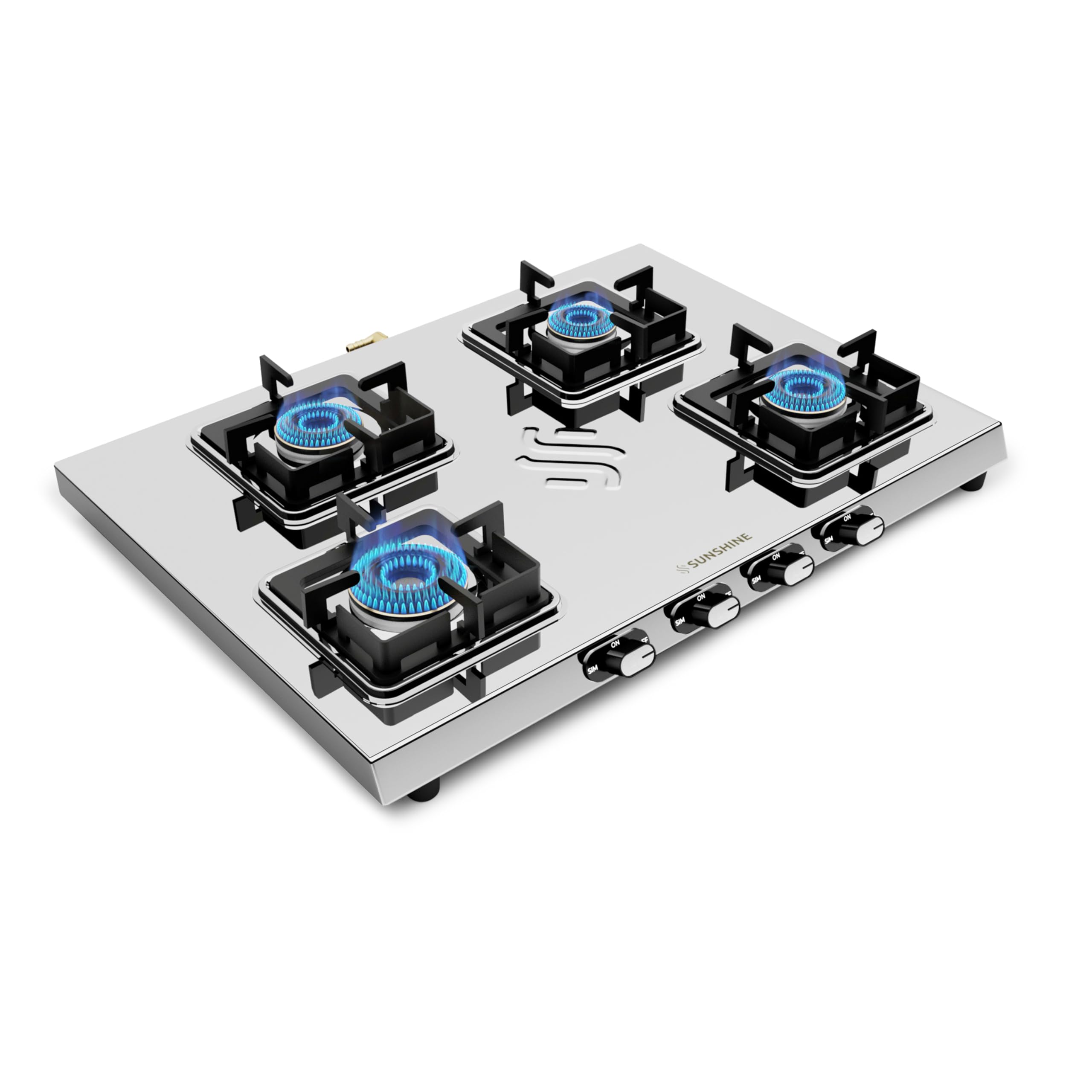 Sunshine Falcon Ultra Slim Stainless Steel Cooktop, ISI Certified Manual Ignition Gas Stove, 2 Years General Warranty (4-Burner Thunder)-image-7