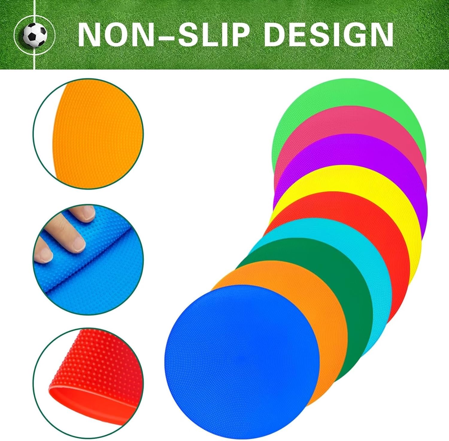 Poly Spot Markers 4.73 inch/10 inch 12 Pcs Non-Slip Rubber Agility Training Markers Floor Dots Flat Field Cones for Football, Soccer, Basketball, School Exercise Drills, Dance Practice