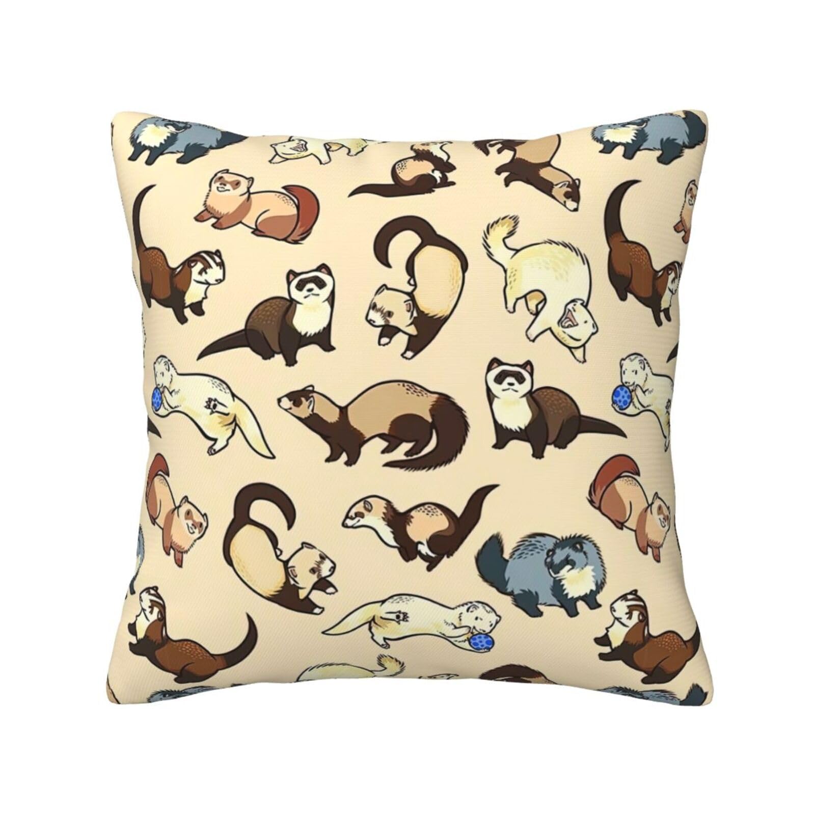Wurton Hairy Ferret Print Cushion Cover Outdoor Home Decor Couch Bed Sofa Bedroom