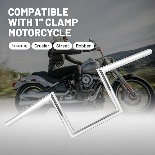 Miniatura 14 de OUMUR Manillar de motocicleta de 8 pulgadas de altura de 1 pulgada Ape Hanger Z-Bars para Harley Sportster XL883 XL1200 Softail Dyna para Yamaha