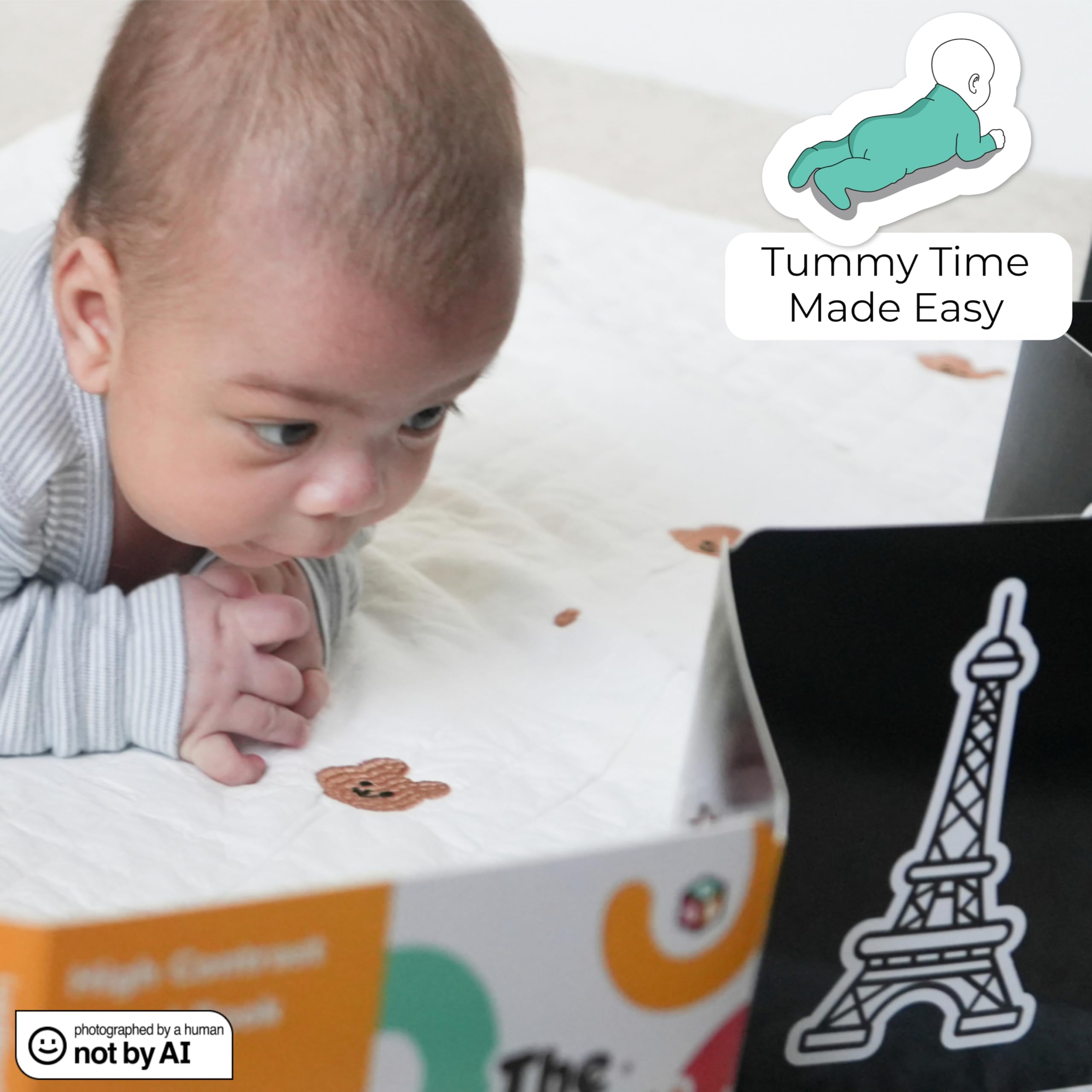 The Happy Start™ - Libro infantil de alto contraste - Libro de mesa de alto contraste - Libro de mesa para niños - Juguetes para niños de alto contraste - Juguetes para el tiempo de