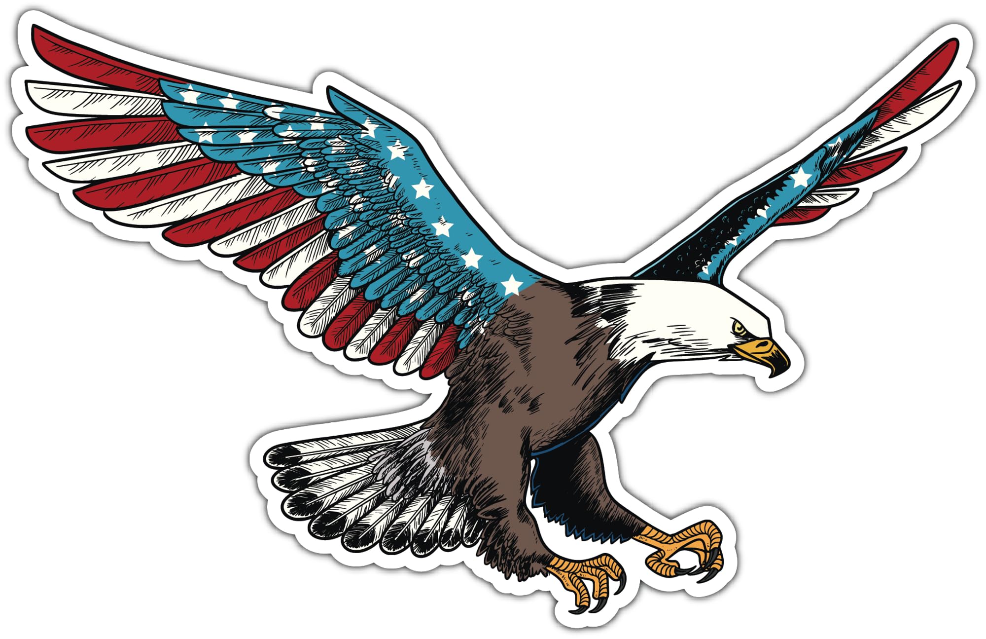 Bald Eagle Head Patriotic USA Flag Bird Car Bumper Vinyl Sticker Decal Motorcycle Stickers Good for Laptop Bumper Skateboard Luggage Sticker for Truck Hardhat Stickers for Men 5"X3.5" se18