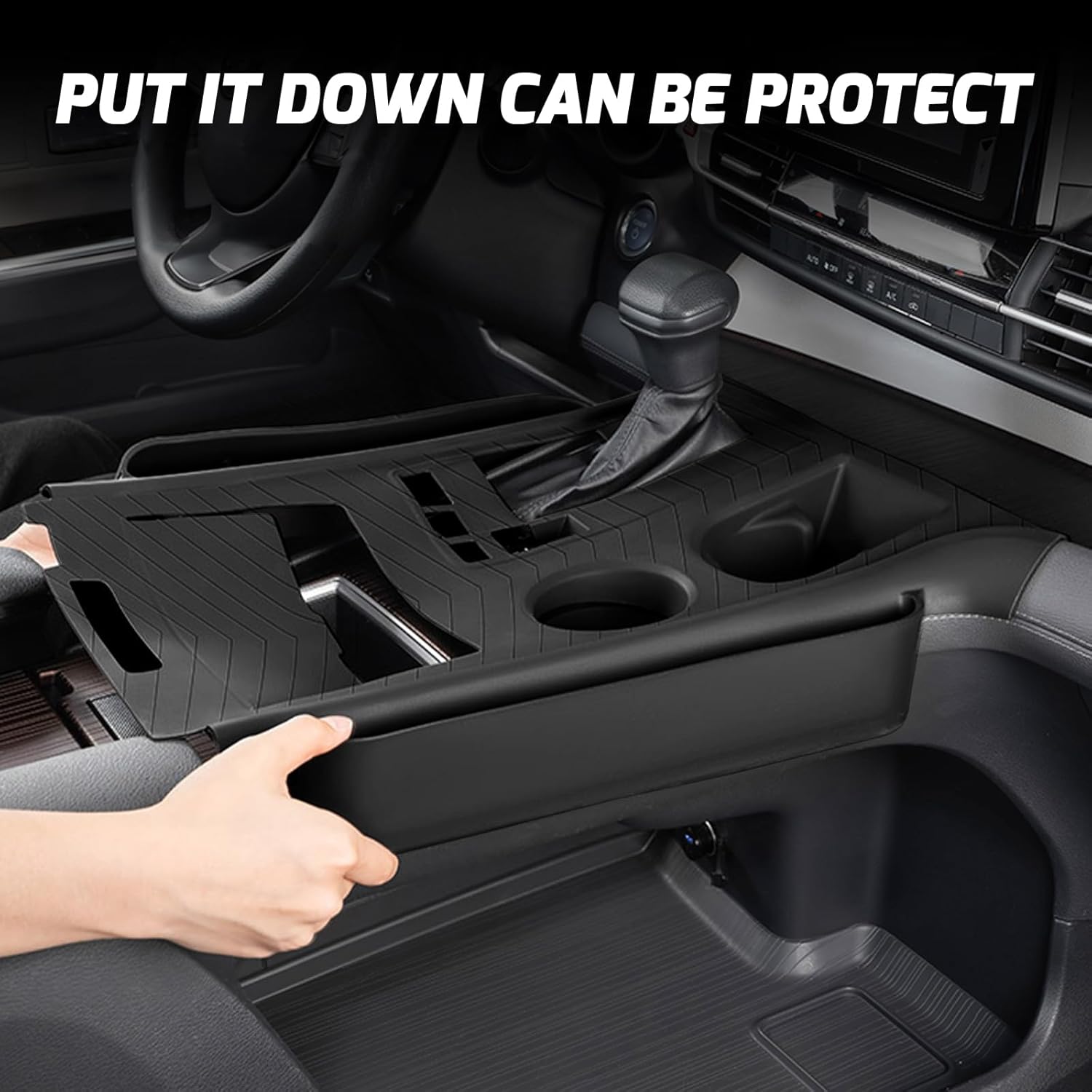 Car Center Console Gear Shift Panel Trim Cover with Toyota Sienna 2022 2023 2024 2025 Accessories Soft Silicone Side Storage Bag for Key,Phone,Glasses,Tissues,Credit Card-Black