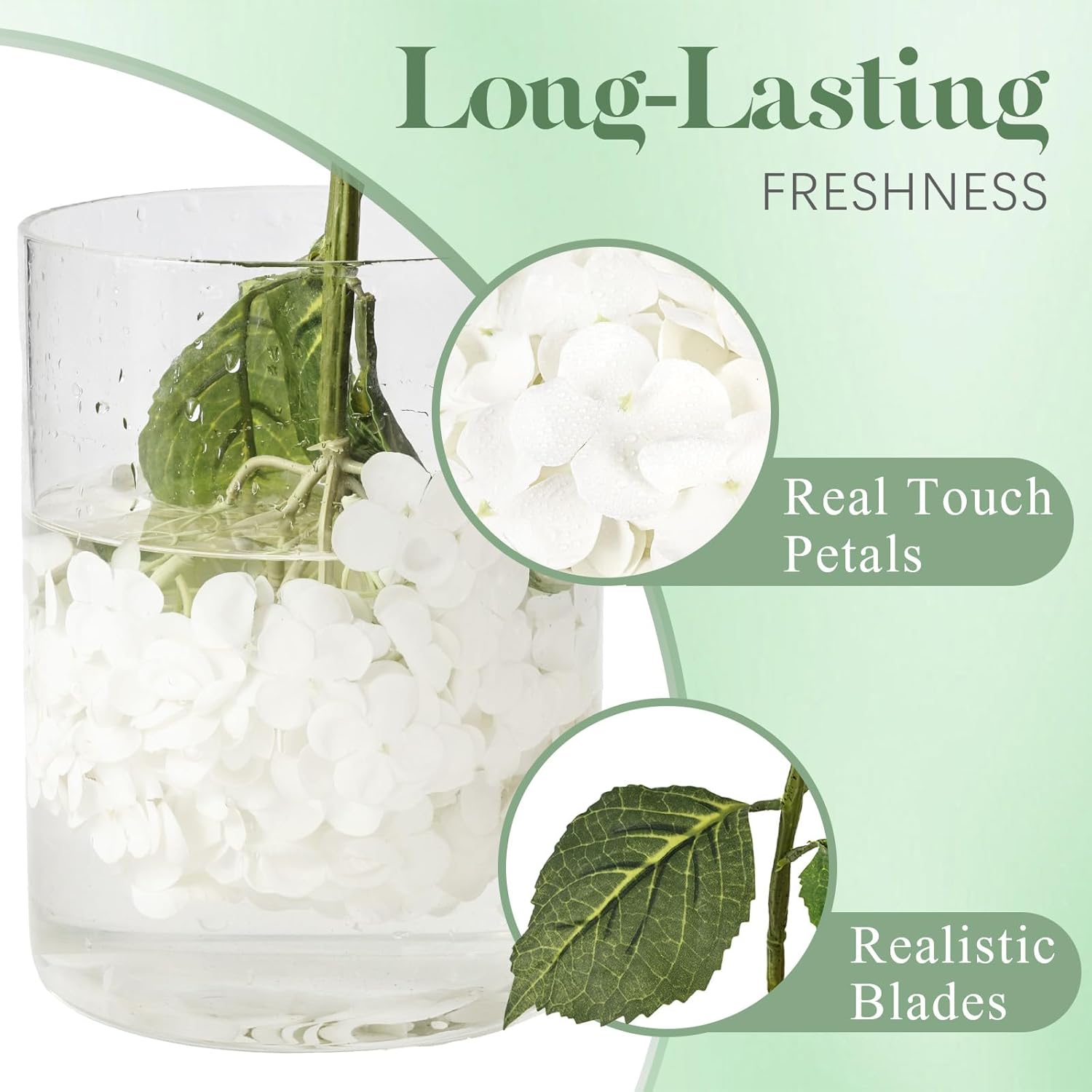 4Pcs 21" Real Touch White Hydrangea Artificial Flowers, Realistic Latex Faux Hydrangea Flowers Full Fake Hydrangeas for Home Party Wedding Floral Arrangements Centerpieces Outdoor Decor - Image 4