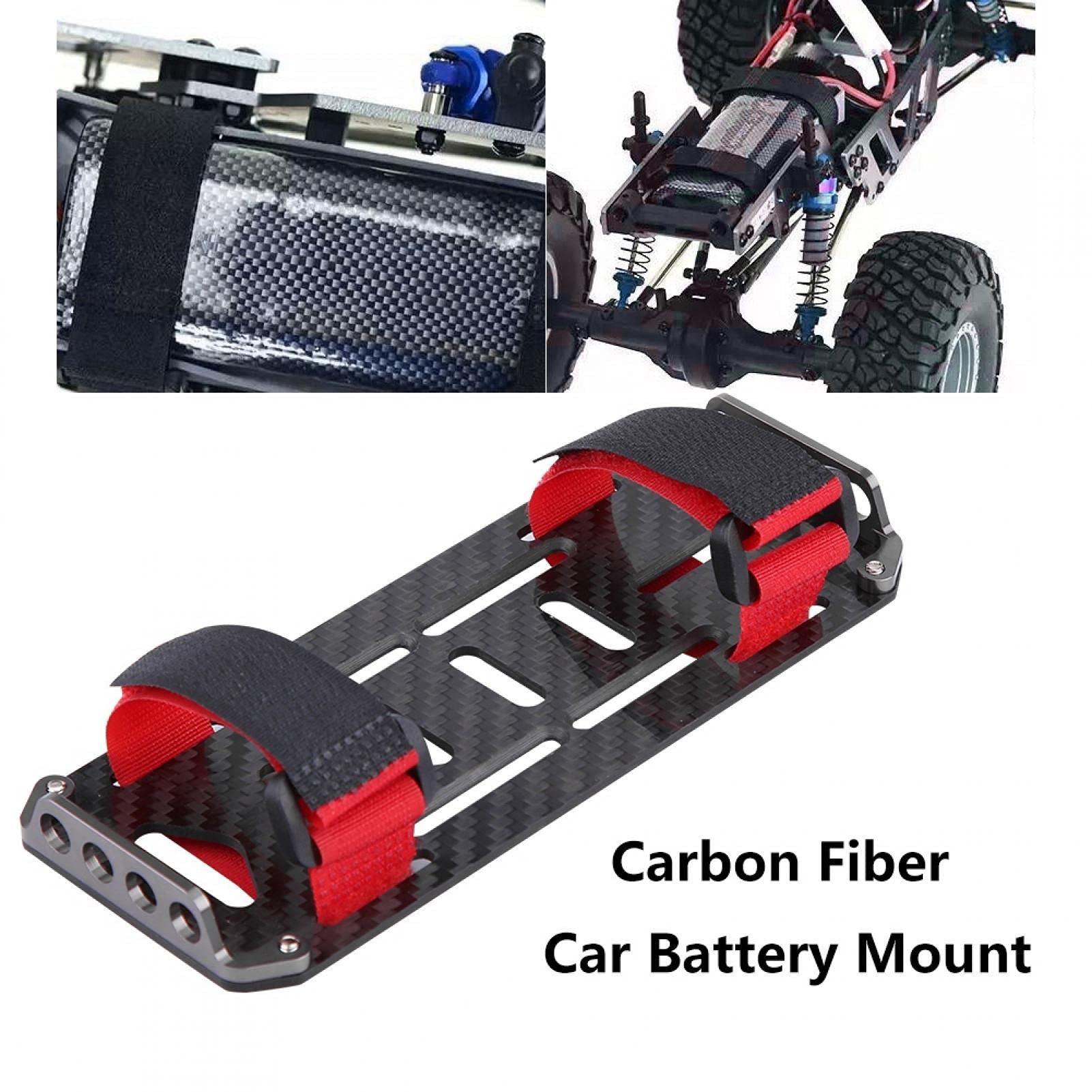 Support De Batterie En Fibre De Carbone Pour Voiture RC 1/10 - Dégagement Rapide - Compatible Axial SCX10 - Inclus Testeur D'électricité