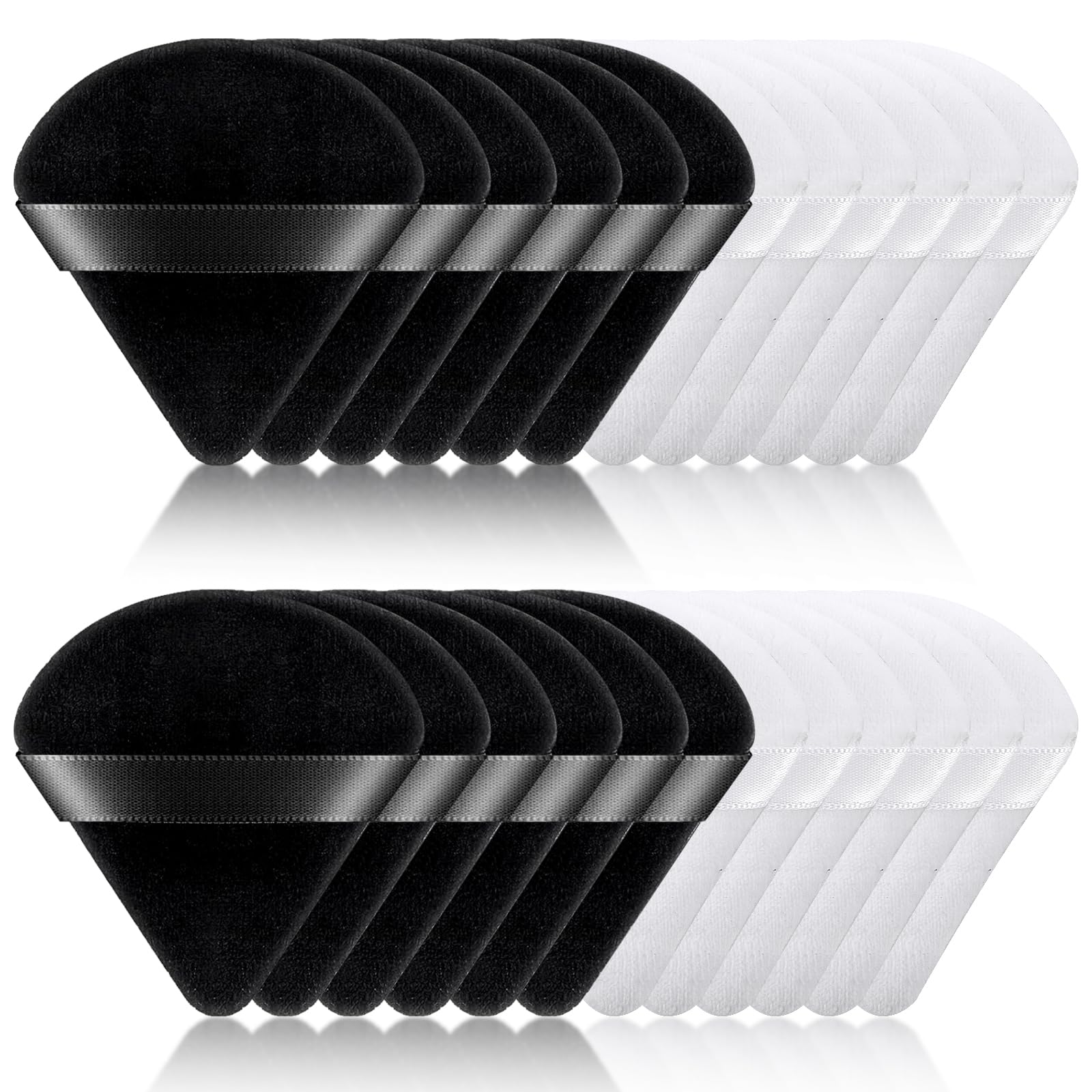 24 Stück Dreieck Makeup Puderquaste Dreieck, Powder Puff, Make up Gesicht Schwämmchen Puderquaste, Waschbar Wiederverwendbar Makeup Sponges für Loses Puder Foundation(Schwarz und Weiß)