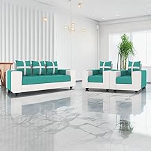 Torque Jamestown 5 Seater 3+1+1 Fabric Sofa Set for Guest Room Aqua Blue | Modern Sofa Set 5 Seater | 5 Seater Sofa for Bedroom Hall Festival Gifts