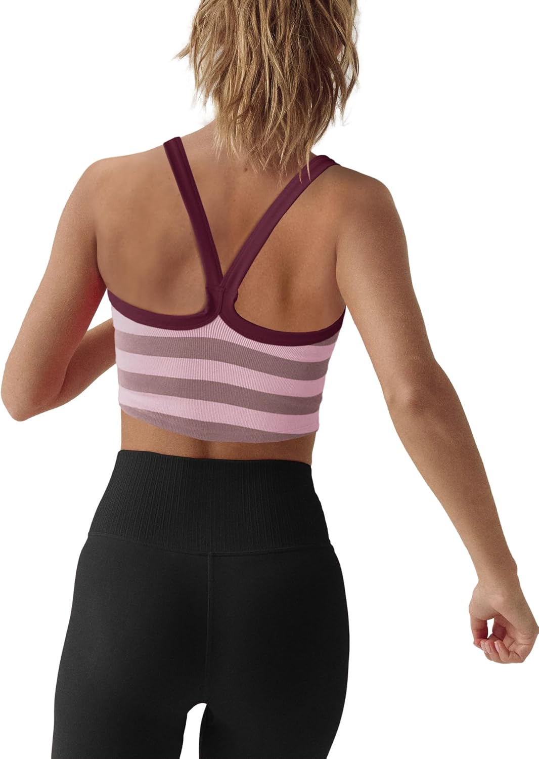 LAMISSCHE Womens Cropped Tank Tops Workout Sleeveless Striped Camisole Spaghetti Strap Athletic Gym Yoga Camis Top - Image 4