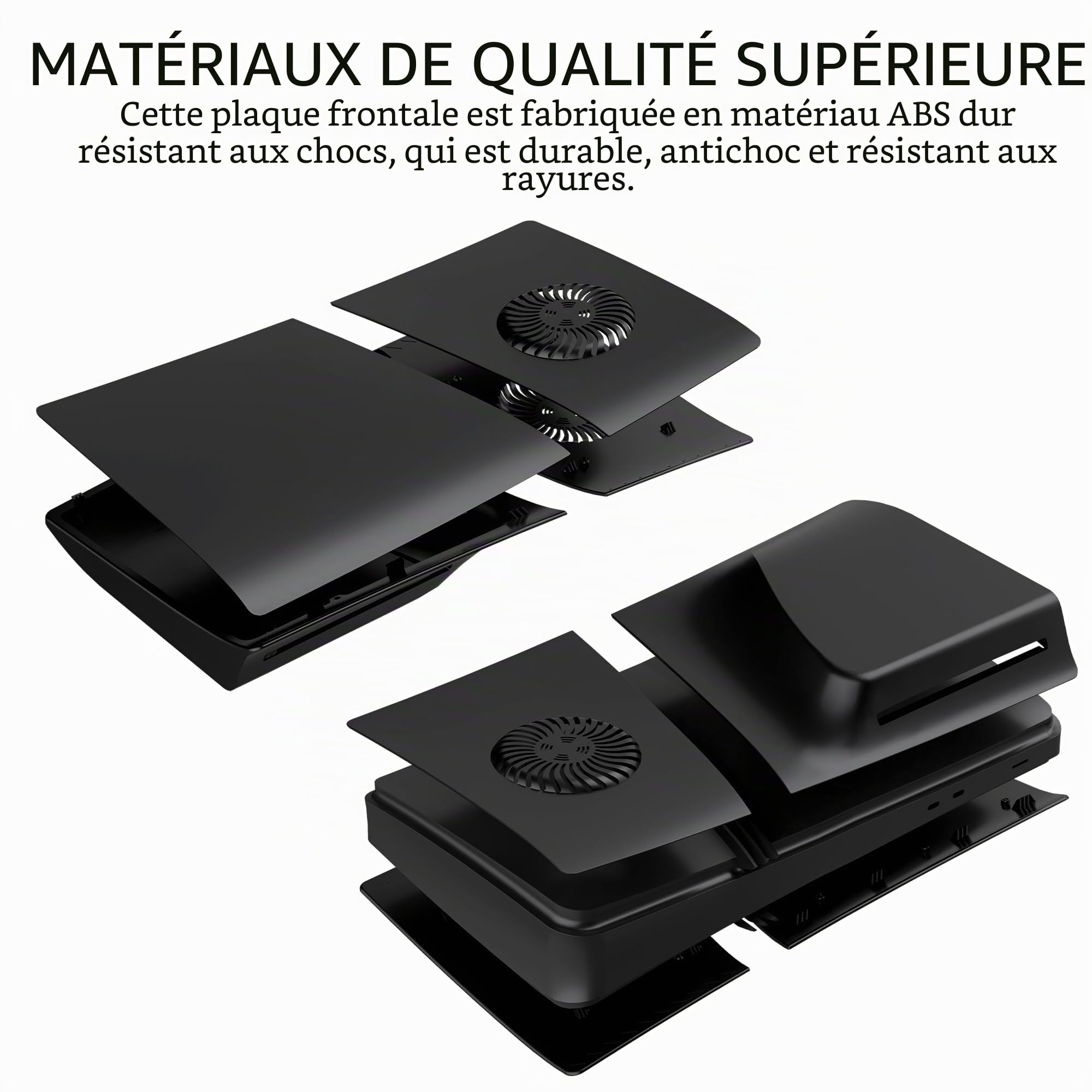 DOBEWINGDELOU Faceplate pour P5 Pro Disc Edition avec ouverture de refroidissement et filtre à poussière, couvercle de console de rechange Noir