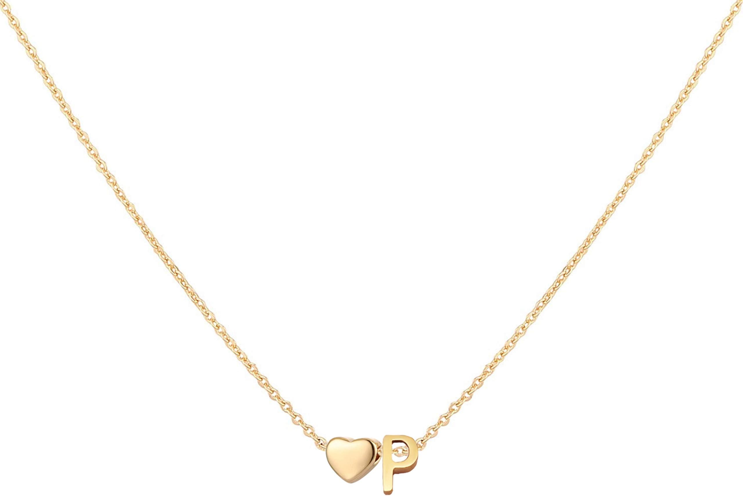 Initial Heart Necklace 18K Gold Plated Stainless Steel Tiny Heart Letter Necklace Personalized Monogram Name Necklace for Women