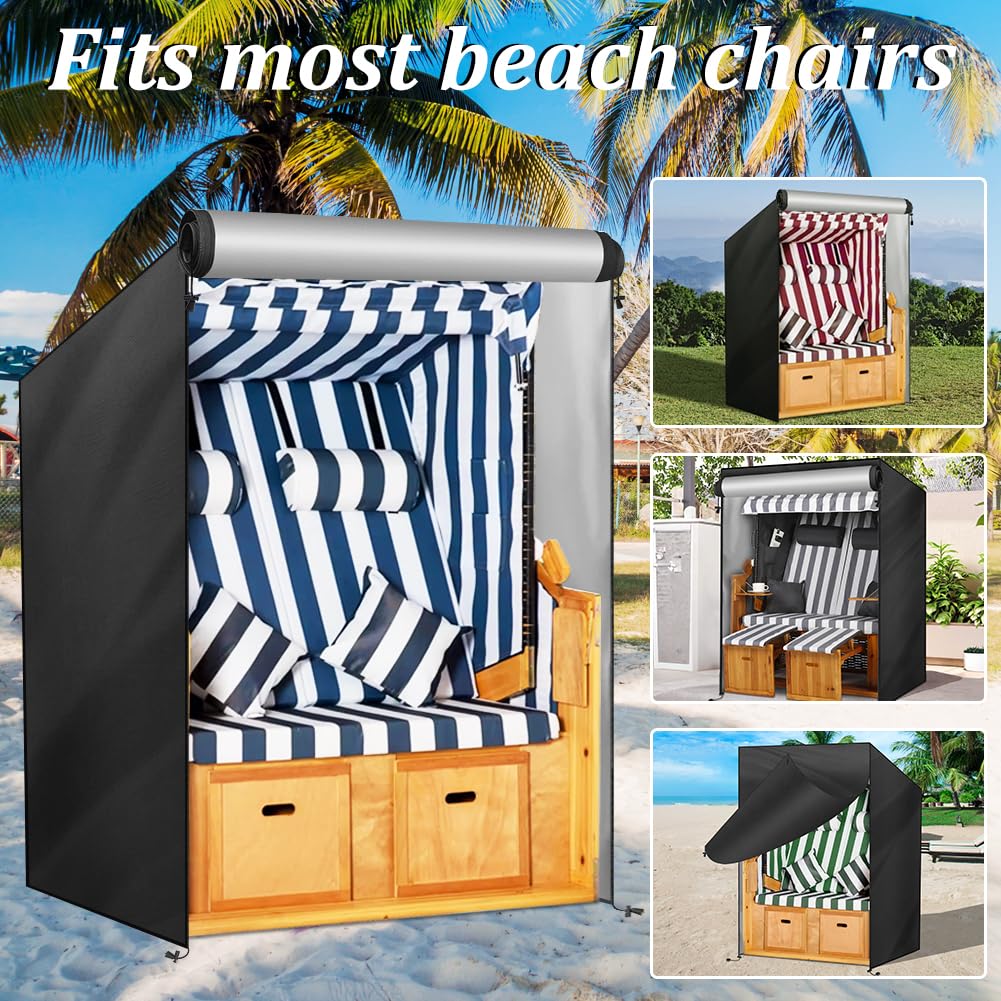 OFFCUP Strandkorb Schutzhülle 210d Oxford Strandkorbhülle mit Belüftungsöffnungen Strandkorb Abdeckung mit Kordelzug, Wasserdicht Wetterfest Winddicht und UV-Beständig Schwerlast(120x90x160/140cm)