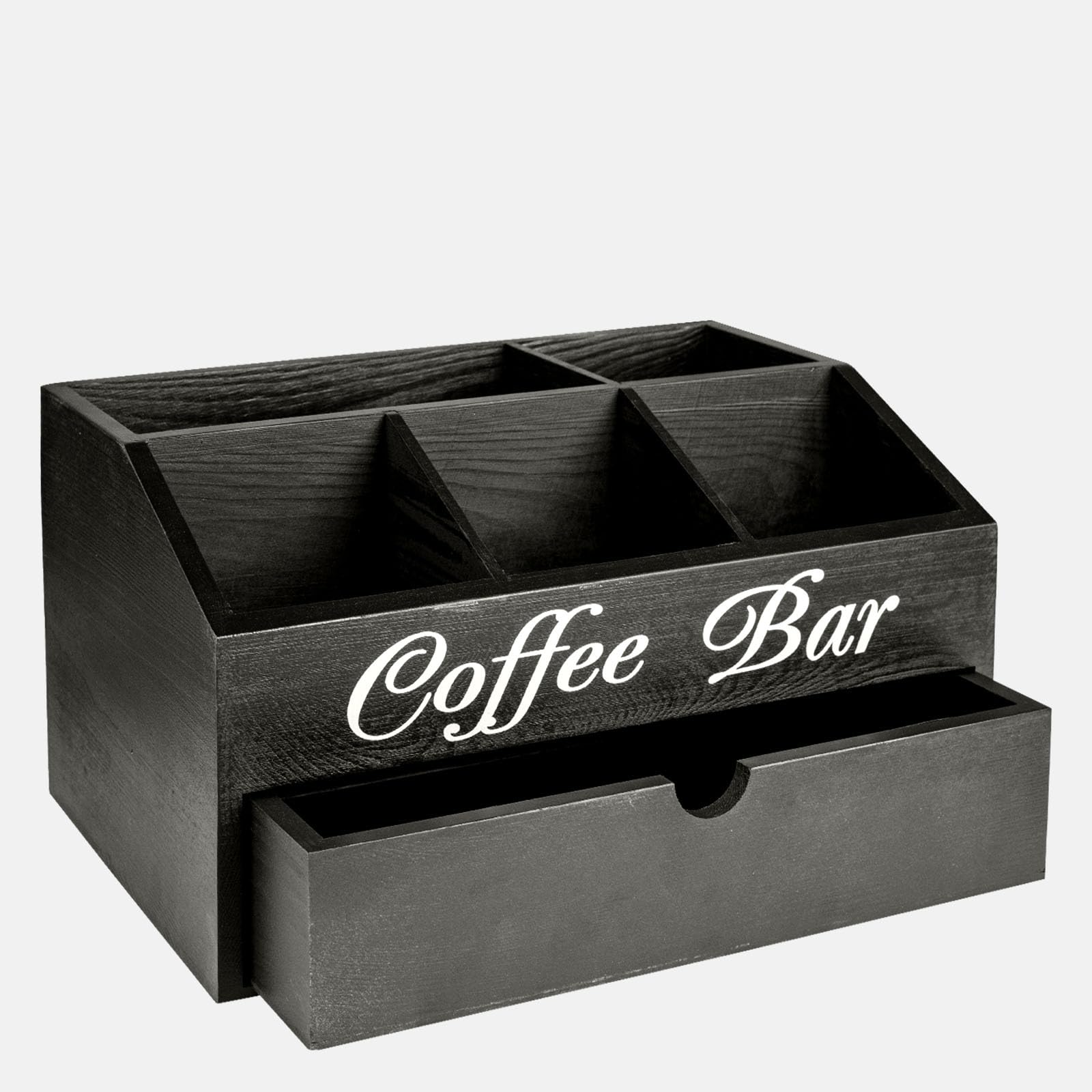 Porta Cialde Caffe Porta Capsule Caffe,Portacialde da Caffè | Porta Tisane in Pineta con 1 Cassetto per Organizzare Capsule, Cialde,Tisane,Zucchero,Cannucce,Bicchierini da Caffè (Nero)