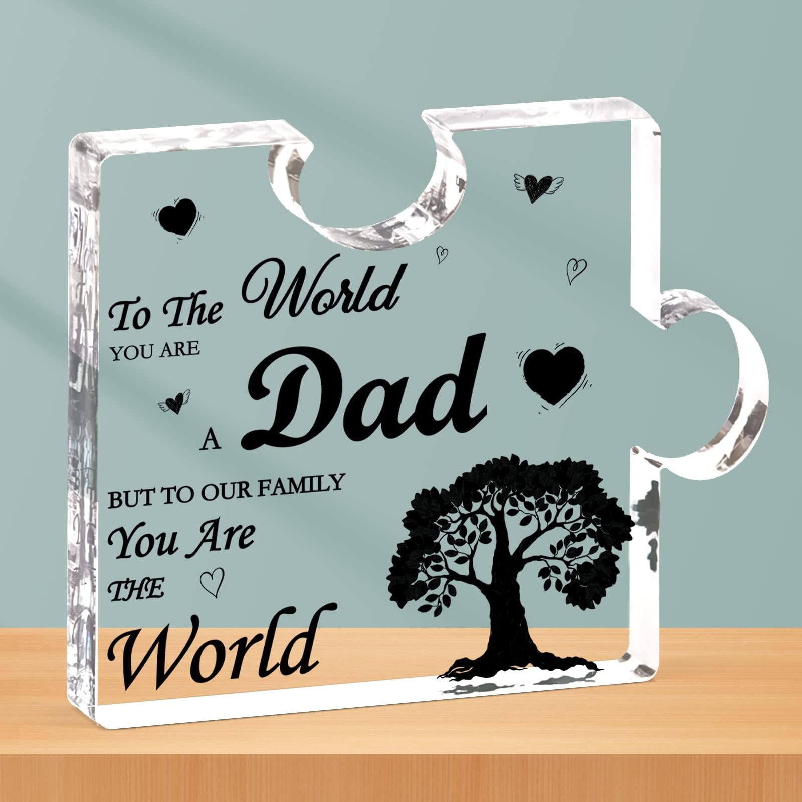CSYYDad Gifts from Daughter Son, Acrylic Plaque Gifts for Dad, Dad Plaque Gifts Puzzle Shaped, Dad Birthday Gifts, Dad Presents for Fathers Day Christmas Daddy Gifts Dad Thank You Gifts, Transparent