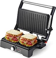 UVFAST 3-in-1 Panini Press Grill Sandwich Maker - 180° Open Flat Top, Non-Stick 1200W for Steaks Burgers Sandwiches