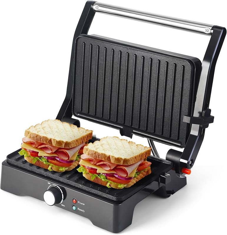 Large Panini Press Grill Sandwich Maker 3 in 1, Open 180 Degrees for Grill | Electric Panini Sandwich Maker Grill, Perfect for Grilling Steaks, Burger, Sandwich,Non-stick Pan, 1200W