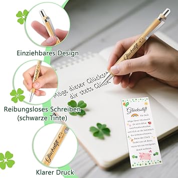TUZELIYA 26 sets Lucky Pen Gifts Wooden for Colleagues Farewell Gift Colleagues Thank You Gift for Colleagues Teacher School Retirement