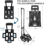 Chariot pliant à main Truck en fer Pull Rod Polding Cart Pliable Trolley Dolly avec roues Utilitaire Légèrement extensible Grand châssis pliable dans le sac à dos,Portable Panier à bagages pour les voyages à l'aéroport