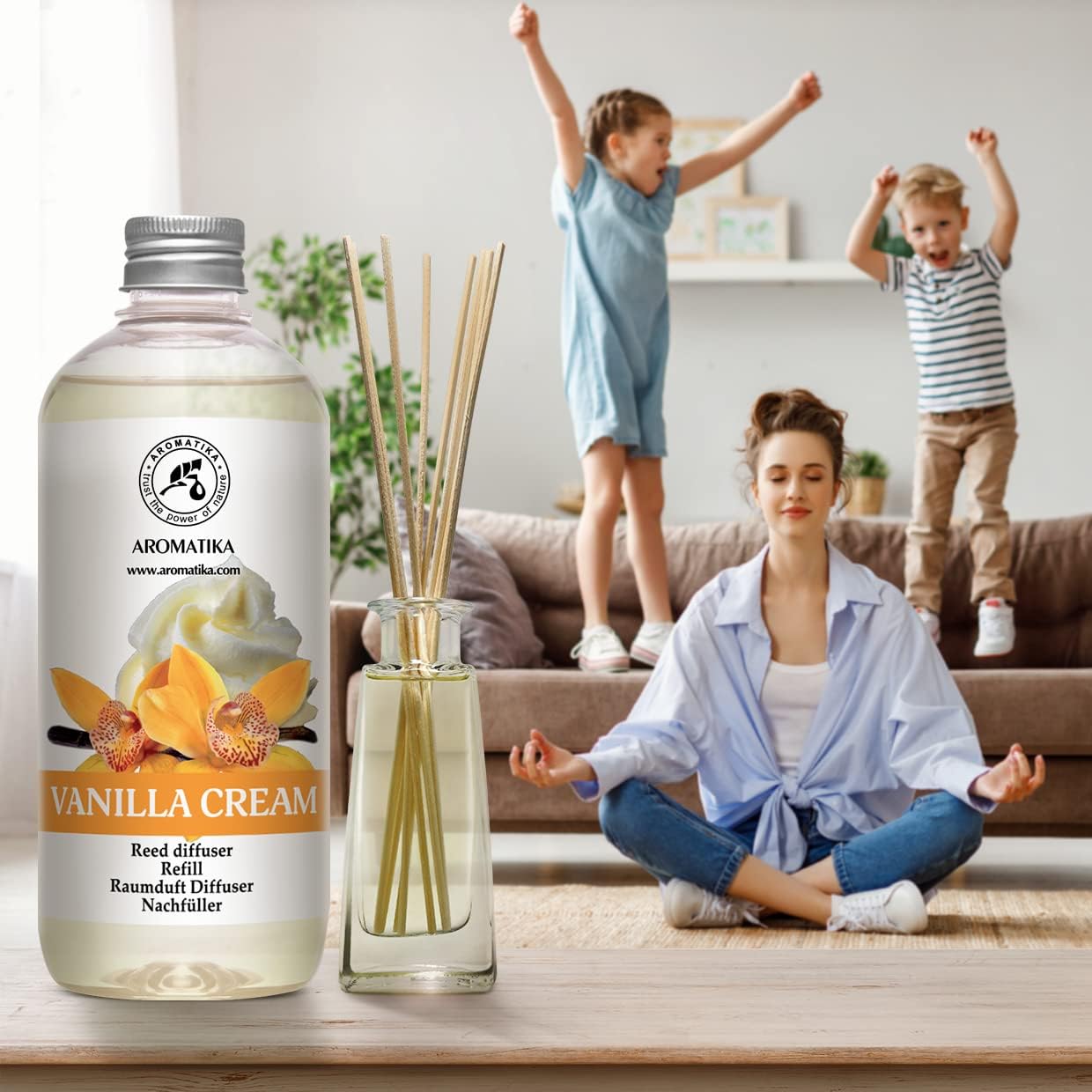 Reed Diffuser Refill Vanilla Cream - 2 x 17 Fl Oz - Fresh & Long Lasting Fragrance - Reed Diffuser Oil Refill for Aromatherapy - Home Fragrance - Office - Restaurant - Fresh Fragrance - Image 9