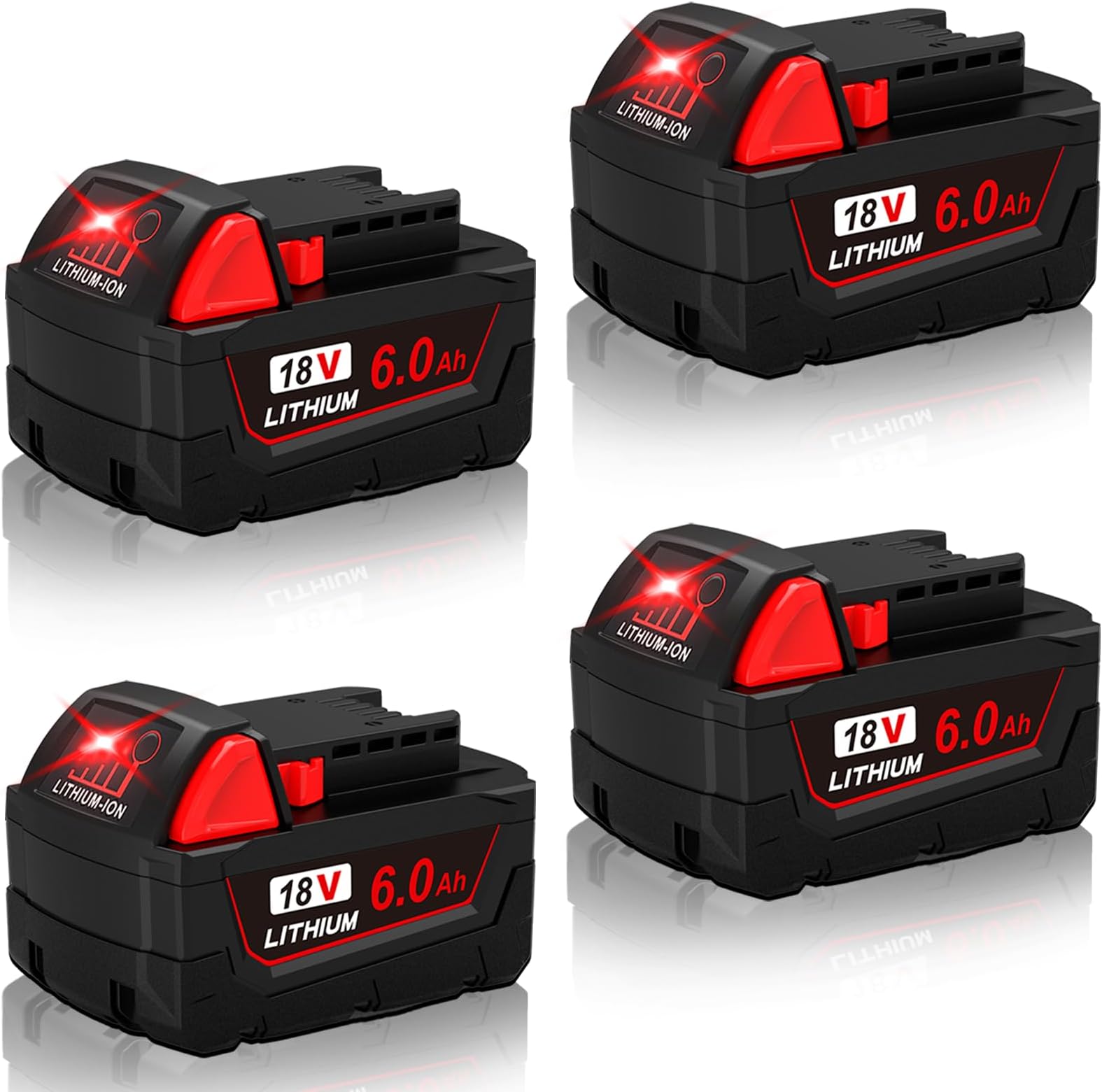 KIGWOF4 Packs 18V 6.0Ah Battery Replacement for Milwaukee M18 Battery Compatible with M18 Milwaukee XC Lithium Ion Battery 48-11-1850 48-11-1852 48-11-1840 48-11-1860 Tools