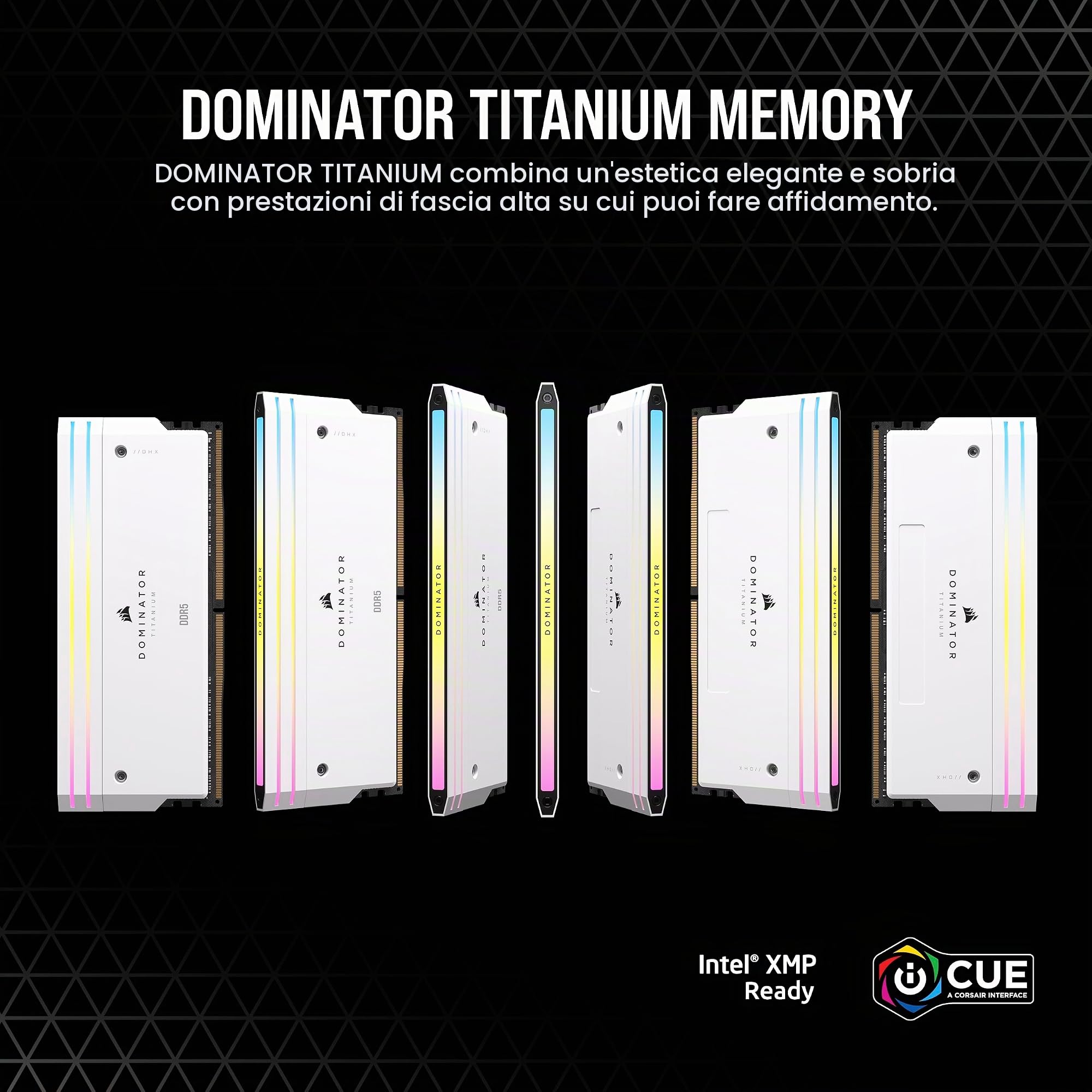 CORSAIR DOMINATOR TITANIUM RGB DDR5 RAM 96GB (2x48GB) DDR5 6600MHz CL32 Intel XMP iCUE Memoria Compatibile Per Computer - Bianco (CMP96GX5M2B6600C32W)