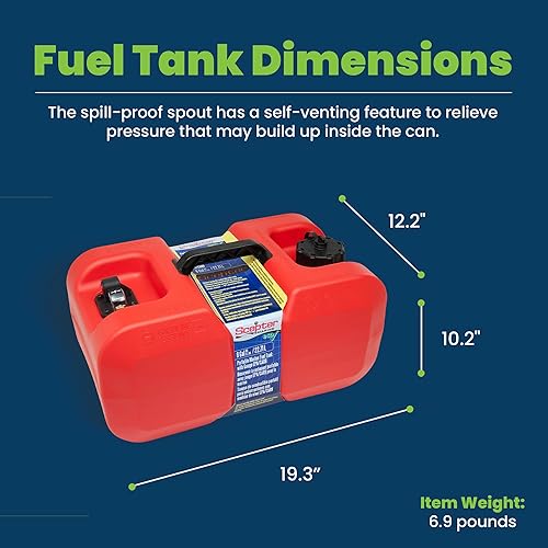 Miniatura 3 de Scepter 10511 Depósito de combustible marino portátil rectangular de 6 galones para debajo del asiento con asa, 19 x 12 x 10 pulgadas, rojo