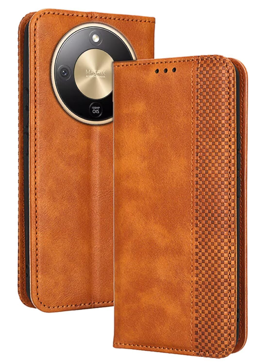 RankOne Wallet Case for HONOR Magic8 Lite 5G / HONOR X9D (6.79" Inches), Magnetic Flip Leather Cover with Card Slots Kickstand Brown