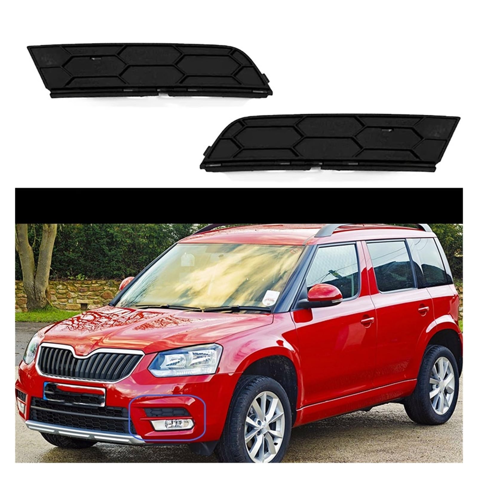 Fit For S-k-o-d-a Yeti 2009 2010 2011 2012 2013-2017 Fog Lamp Frame Decorative Strip 5L0807681A 5L0807682A Car Front Lower Bumper Cover(MULTI)