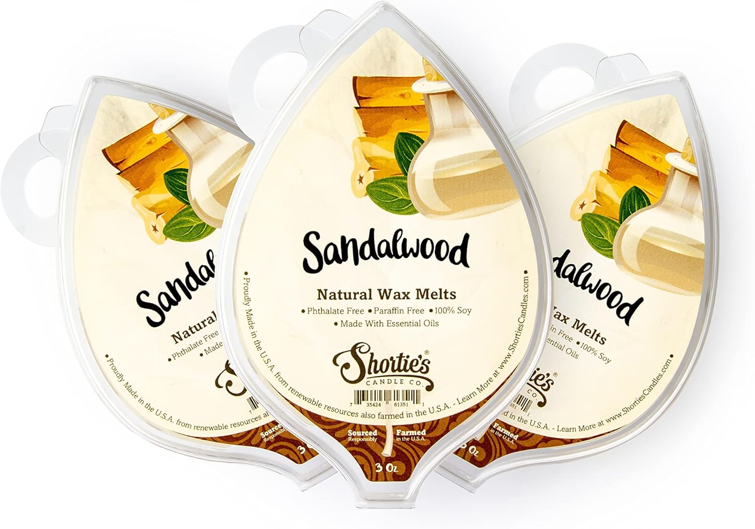 Shortie's Candle Company Sandalwood Natural Soy Wax Melts 3