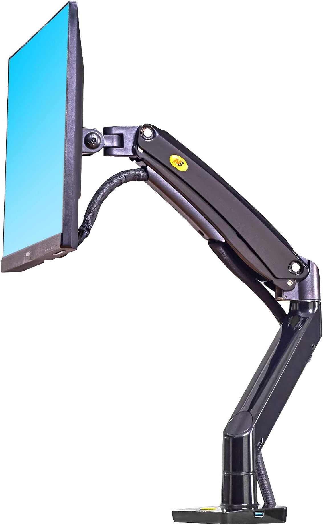 North Bayou Desk Mount Full Motion Swivel Computer Monitor Arm with 13 Inches Adjustable Height for Screens Up to 30 Inches, Black