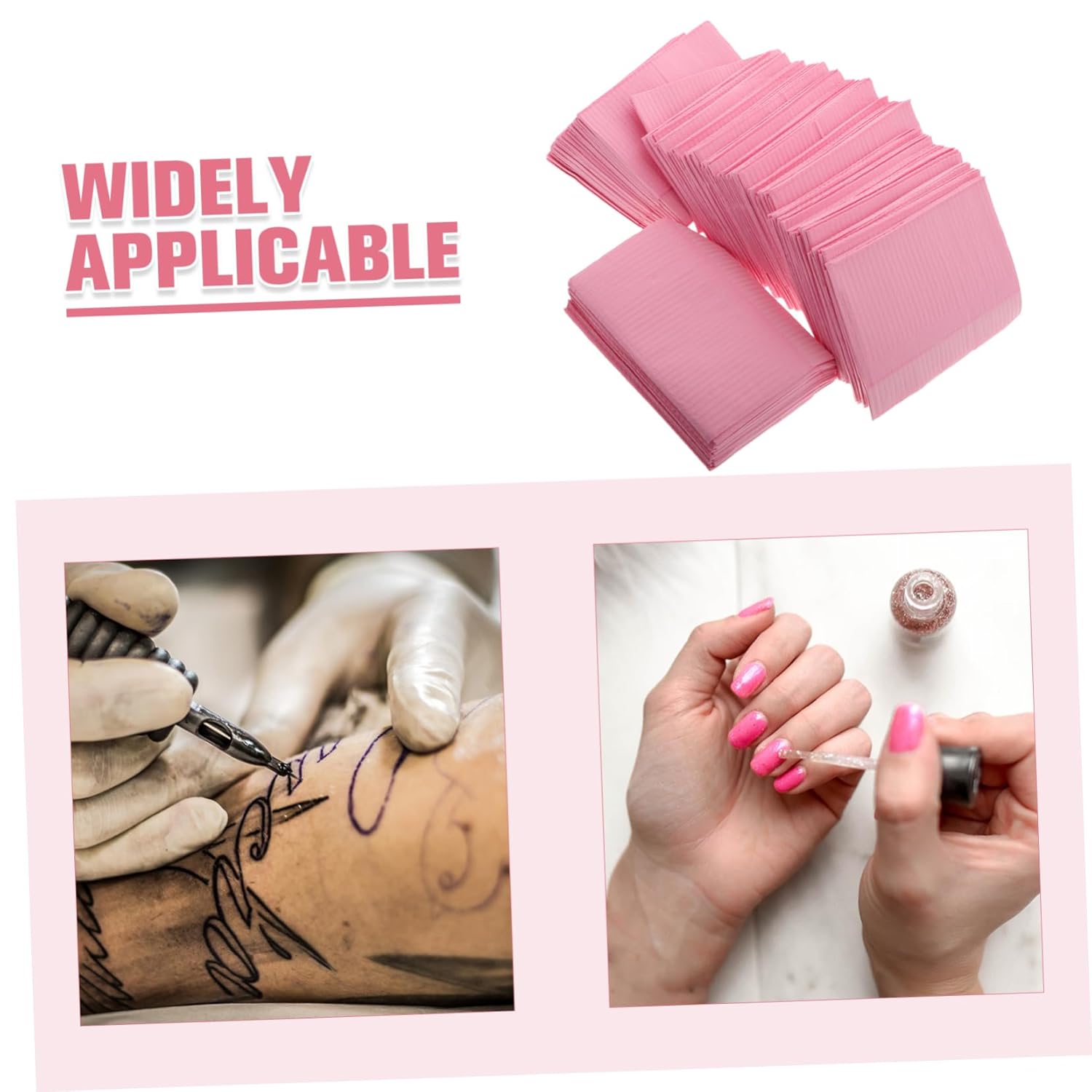 Mikinona Dispos. Nail Mat 125pcs Pink Nonwoven Mats Nail Pads Towels for Manicure