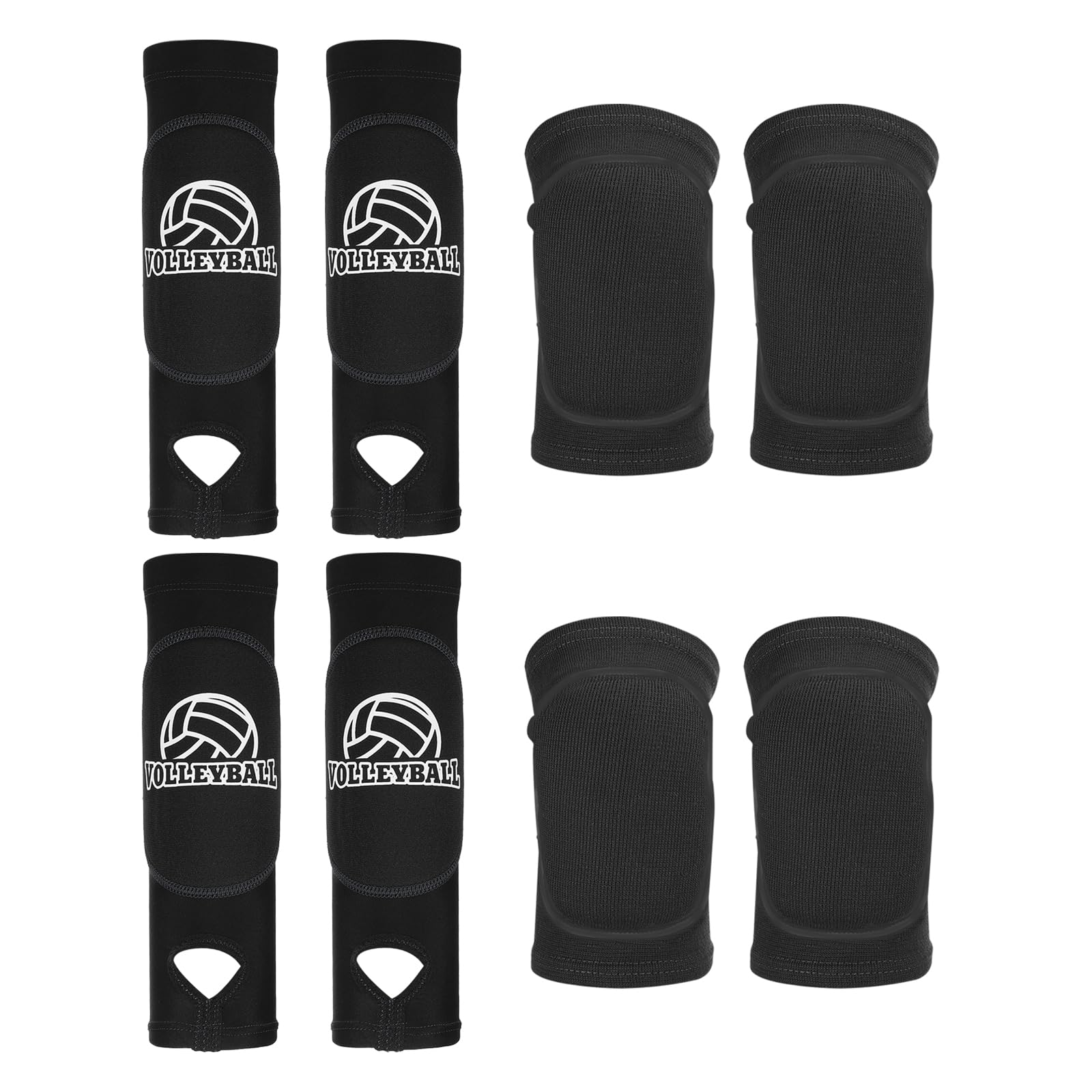 PATIKIL 4 Coppie Set Ginocchiere Maniche Pallavolo 5.7"/5.5" Nero