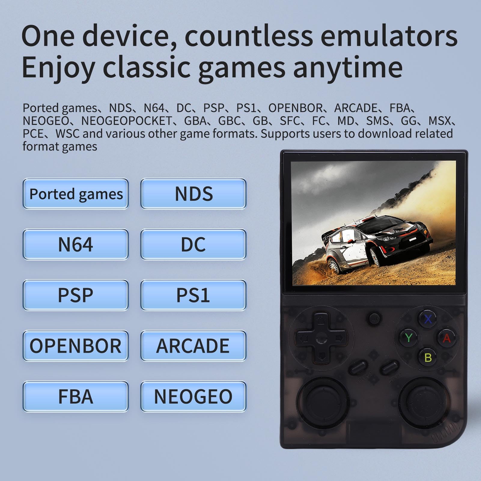 Consola de Juegos Retra, Consola de Juegos Portátil con Batería de 3200mAh para Acampar en Viajes Al Aire Libre (Negro transparente)
