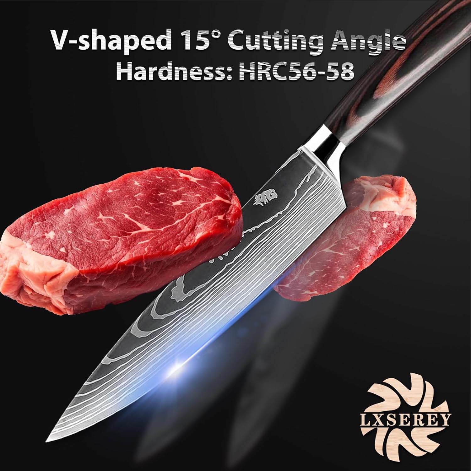 Knife Set with Block for Kitchen - 7Pcs Hand-Forged Kitchen Knife and Magnetic Holder with Ergonomic Handle-Perfect for Novice to Professional Chefs. - Image 6