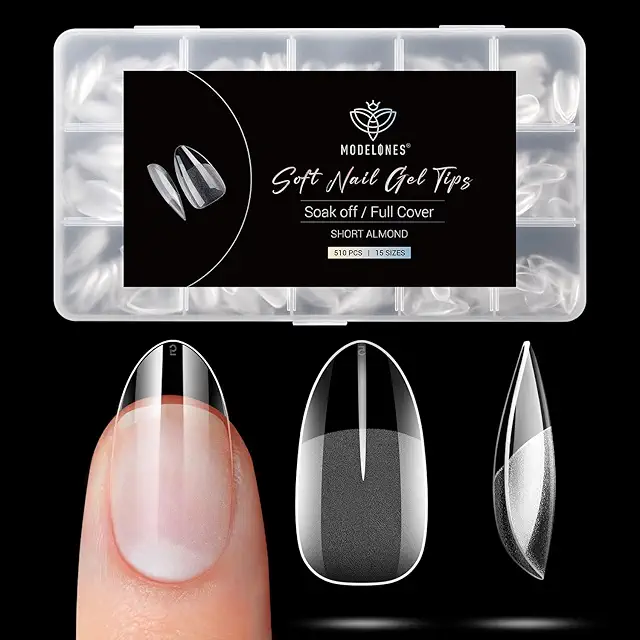 Modelones Nail Tips: 510pcs Semi-Baked Full Cover Soft Gel Nails for nep nagels
