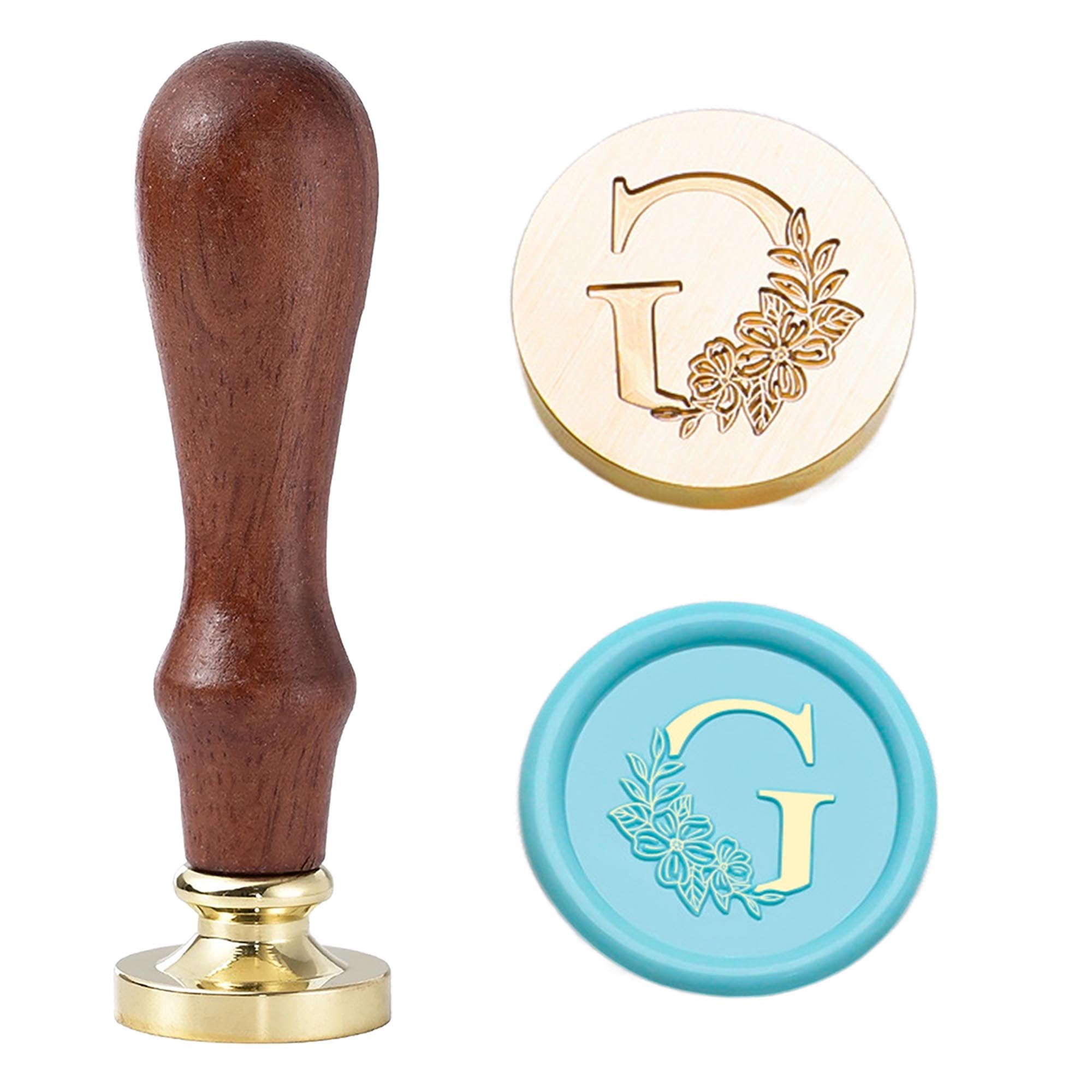 Statice Letter G Wax Seal Stamp - Initial Sealing Wax Stamp with Flower,0.98 inch/25mm Brass Alphabet Graphic Stamp for Envelopes,Invitations or Valentine's Day Gifts — image 1