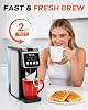 Cafetera de una taza Horavie con molinillo integrado | 6-16 oz para una taza con granos enteros, café molido, cápsulas K, cafetera con molido y preparación con tanque de agua de 47 oz, alerta de descalcificación, negro 5
