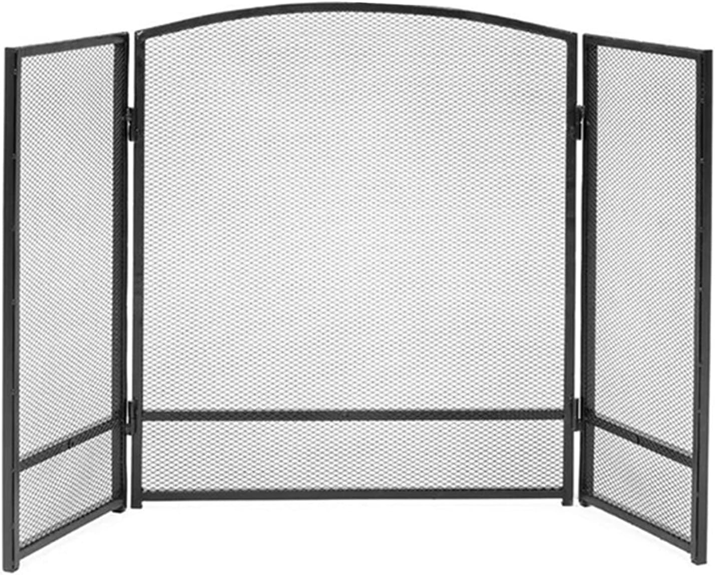 Heavy Duty Wrought Iron Fire Screen - Large 136x87cm Fireplace Door, Durable Mesh Stove Curtain for Wood Burning, Grills, and Furnaces - Safety & Style