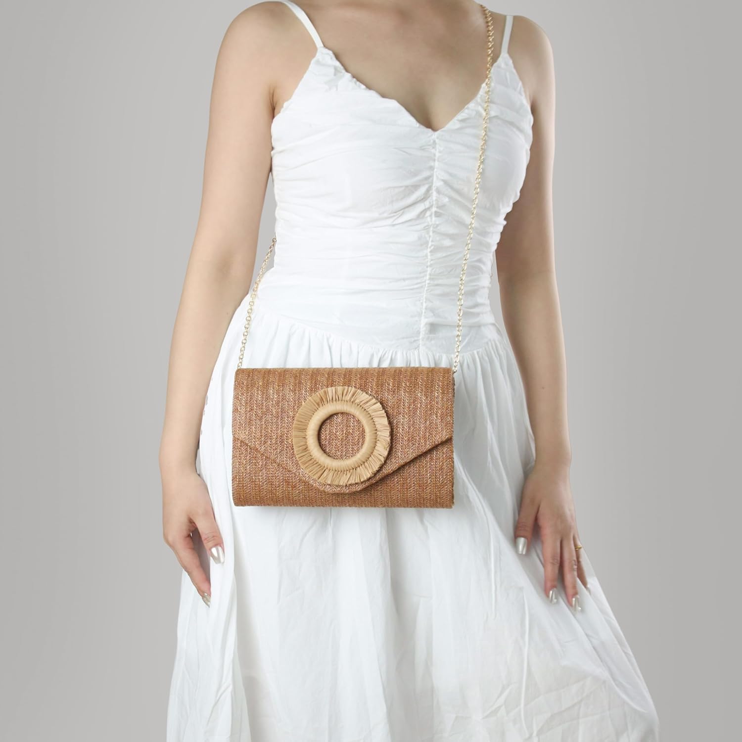 Straw Clutch Purse for Women,Summer Beach Bag,Envelope Evening Clutch Handbags for Formal Party Wedding 2025 - Image 3