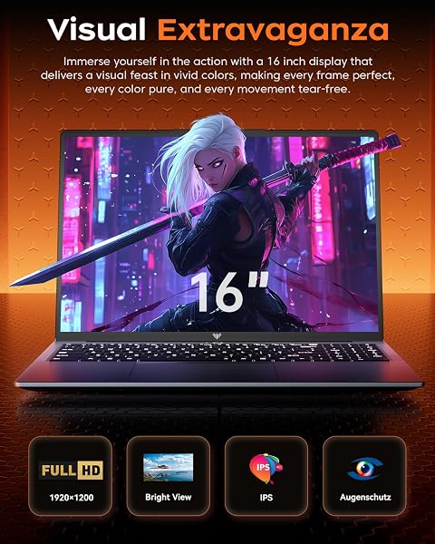 2026 Ordinateur Portable Gaming – PC Portable 16,1'' FHD avec processeur Ryzen 7 5700U (Plus performant Que l'i7-1265U), 16 Go de RAM DDR4, SSD de 512 Go, Clavier rétroéclairé et WiFi 6 - 5