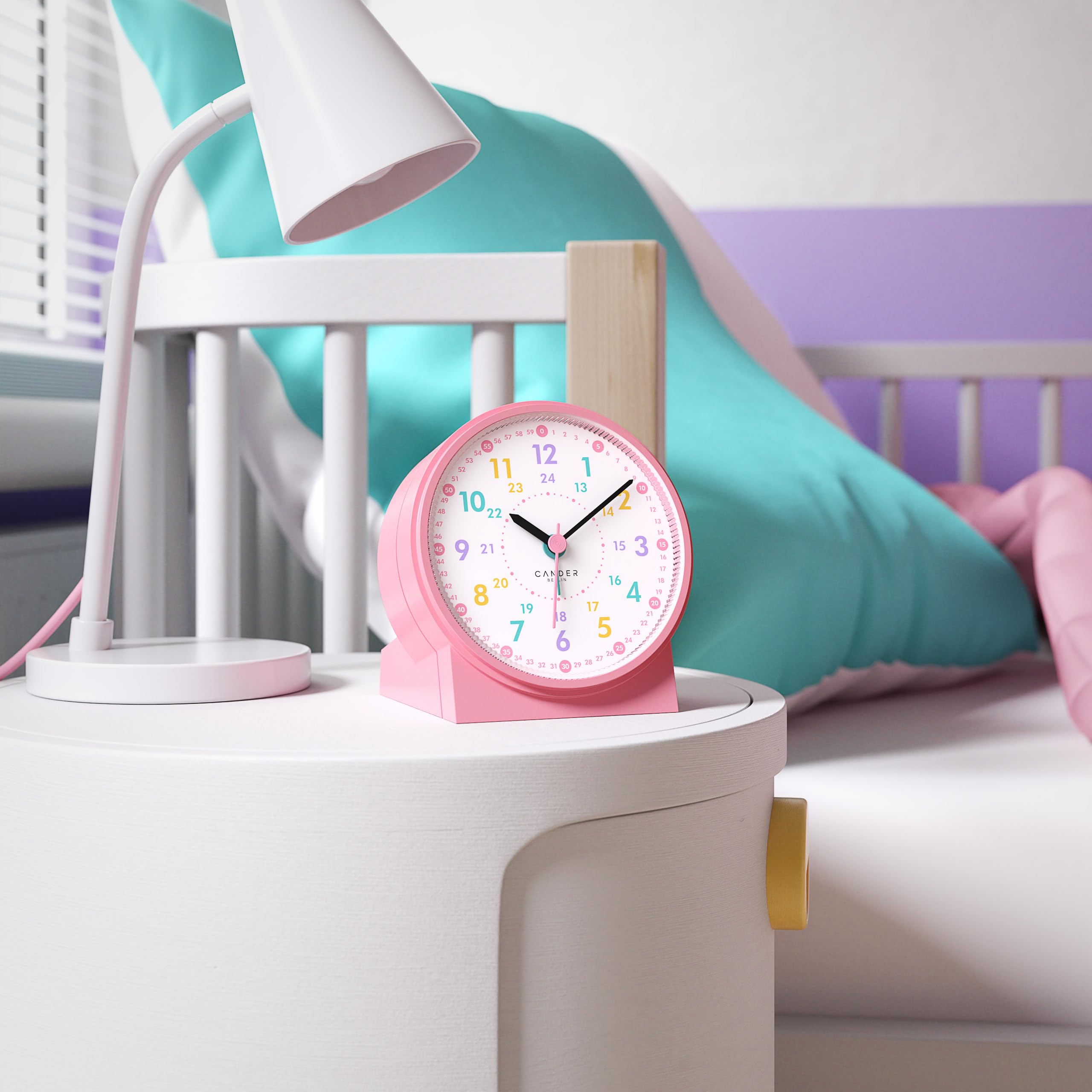 Cander Berlin MNU 1009 H - Reloj despertador infantil silencioso, silencioso, con luz y repetición, color rosa