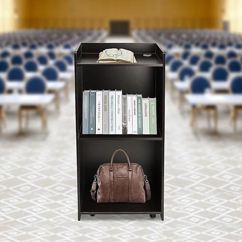 Miniatura 2 de Soporte de podio para anfitriona, soporte de podio portátil, púlpitos, atril móvil con ruedas para conferenciaauditorioiglesias y aula (negro)