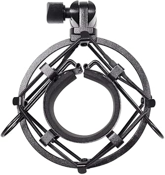 Rockville RockShock Black Studio Condenser Microphone Metal Shock Mount | Foam Insert, Fits 43mm-48mm Mics, 5/8 Threading with 3/8 Adapter, Reduces Vibrations, For Recording/Podcasting