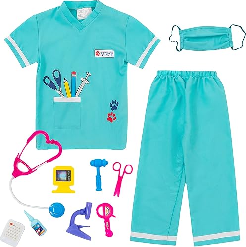 lontakids Disfraz de médico animal para niños, juego de rol, veterinario, juego de simulación con kit médico