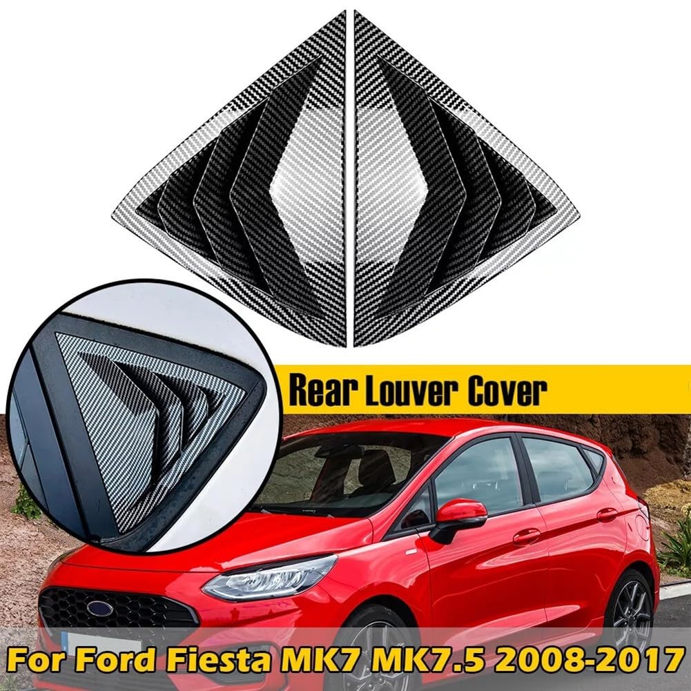 Copertura per serranda in vetro per portiera posteriore, per Ford Fiesta Mk7 Mk7.5 2008-2017, in fibra di carbonio nera, accessori per lo styling esterno sinistro e destro (fibra di carbonio)